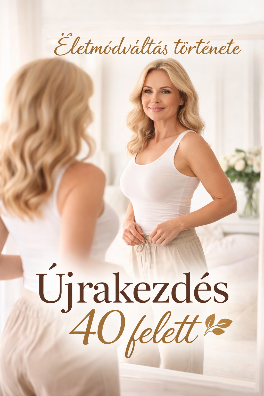 Életmódváltás 40 felett – nő a tükör előtt újrakezdés motiváció