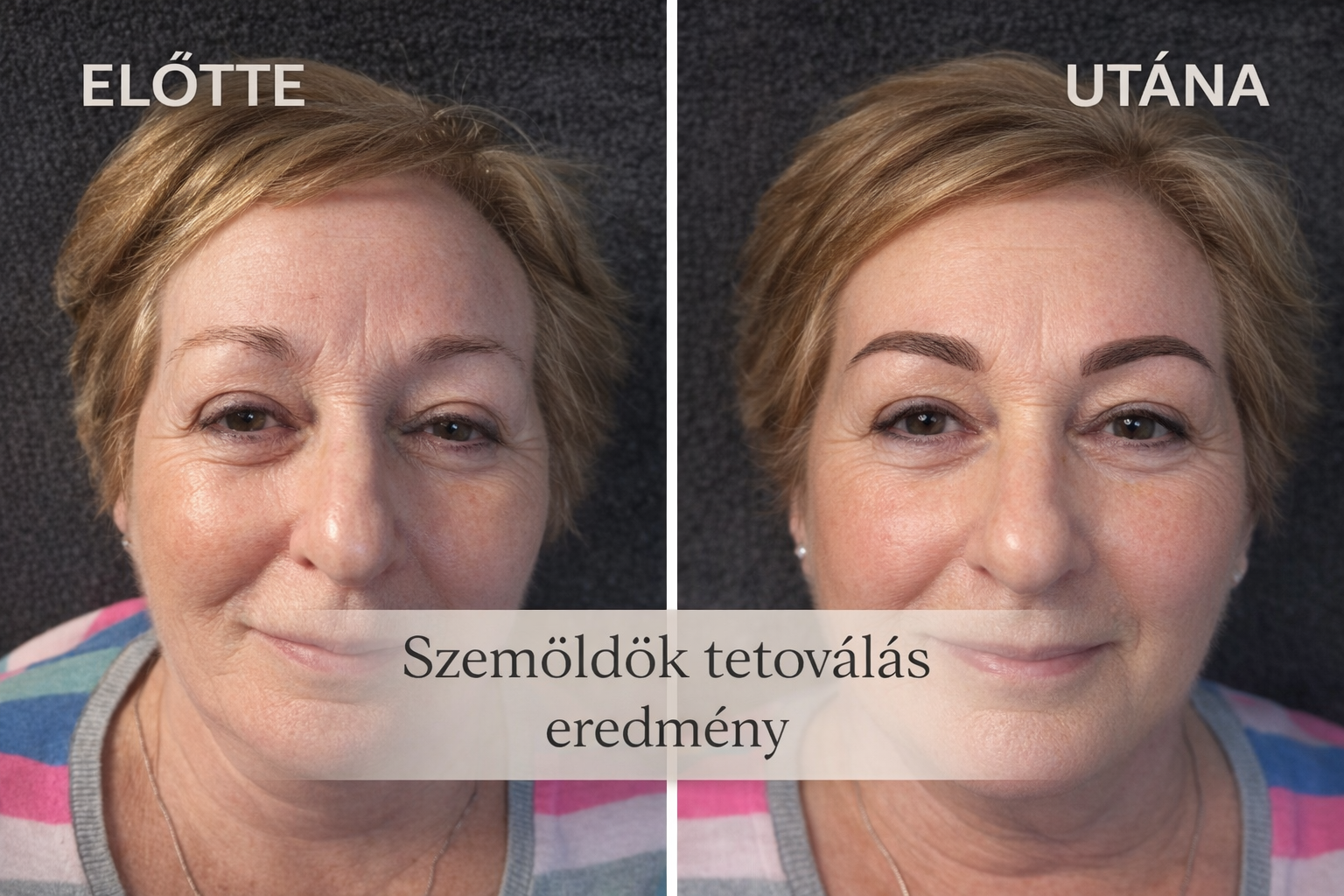 Szemöldök tetoválás előtte utána természetes hatás Debrecen